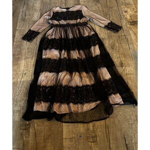 Dainty Jewells Girls L Lace Dress Black Nude Long Sleeve Modest Tiered